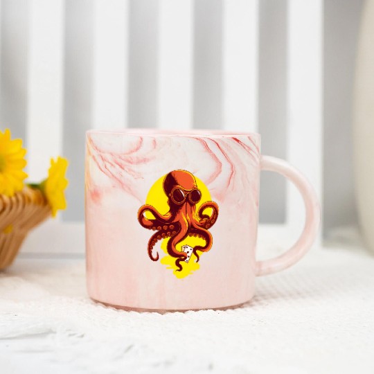 Orange Smart Octopus Marble Mugs