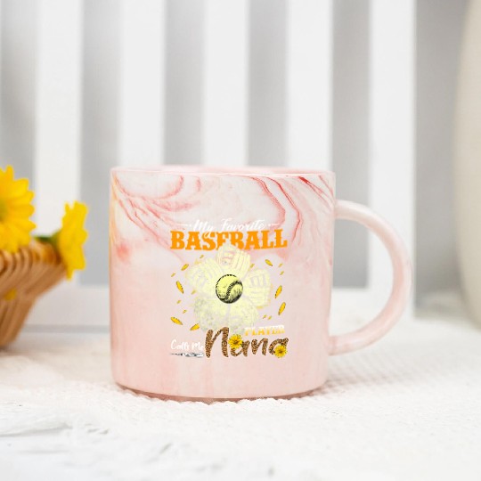 My Favorite Baseball Player Calls Me Nana Marble Mugs