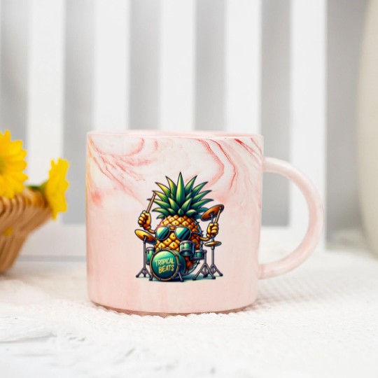 Tropical Beats Pineapple Drummer Vibe Marble Mugs