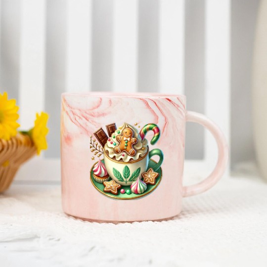 Christmas ice cream, Coquette Chistmas Marble Mugs