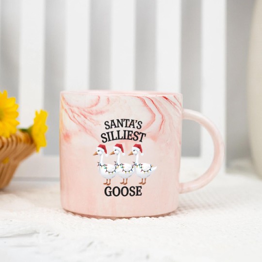 Santa's Silliest Goose Christmas Marble Mugs