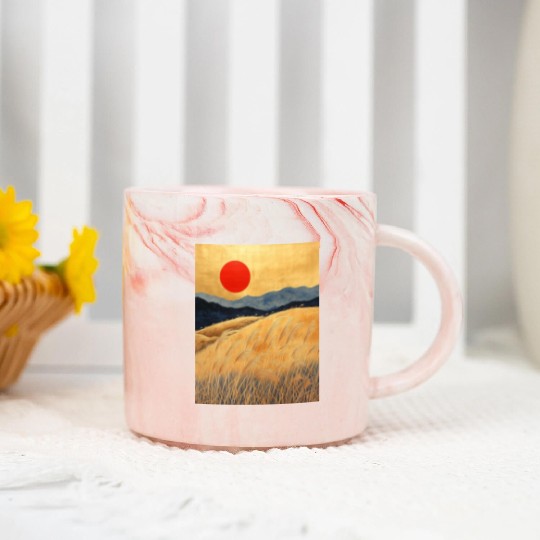 Sunset Serenity: Susuki Fields in Twilight Marble Mugs