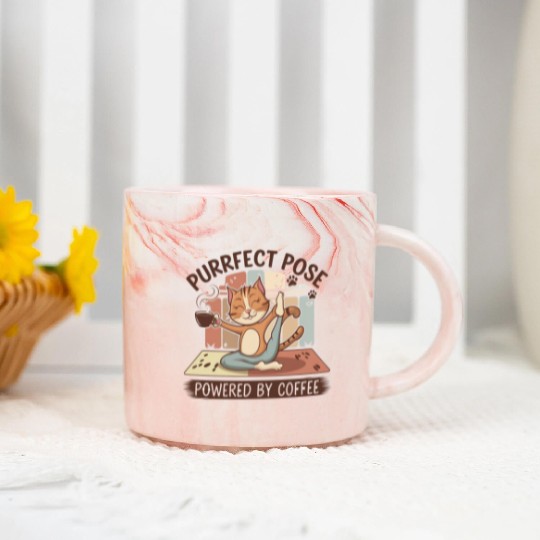 yoga pose powered by coffee Marble Mugs