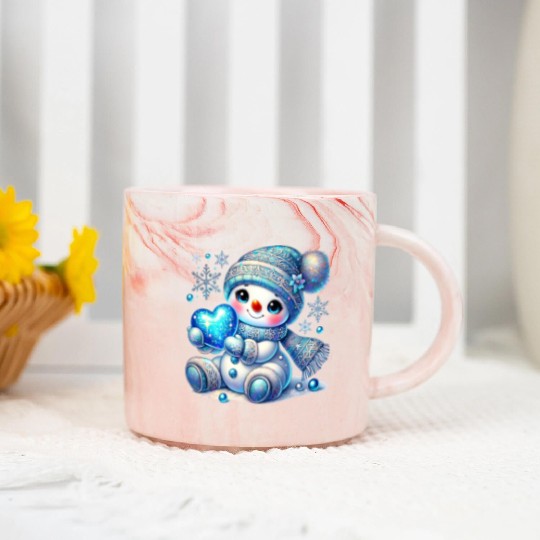 Snowman Christmas, Cute Christmas Marble Mugs