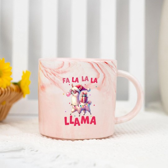 Fa La La La Llama, Merry Christmas Marble Mugs