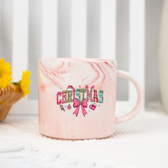 Pink Christmas, Christmas Vintage Marble Mugs