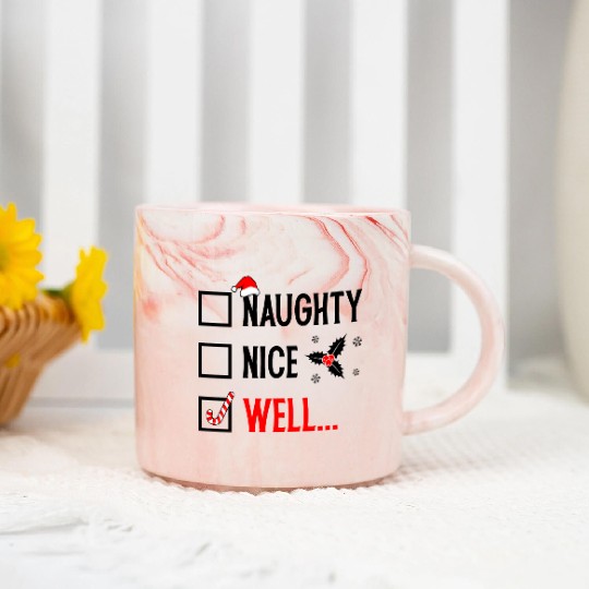 Naughty or Nice Funny Christmas Marble Mugs