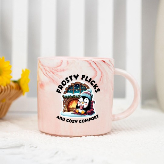 Funny penguin Christmas Marble Mugs