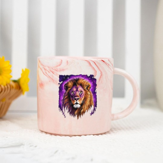 Starry Night Marble Mugs design of lion Rembrandt style