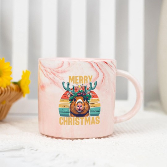 Funny Guinea Pig Christmas Marble Mugs