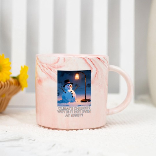 Frosty Snowman Under Street Lights Christmas Marble Mugs