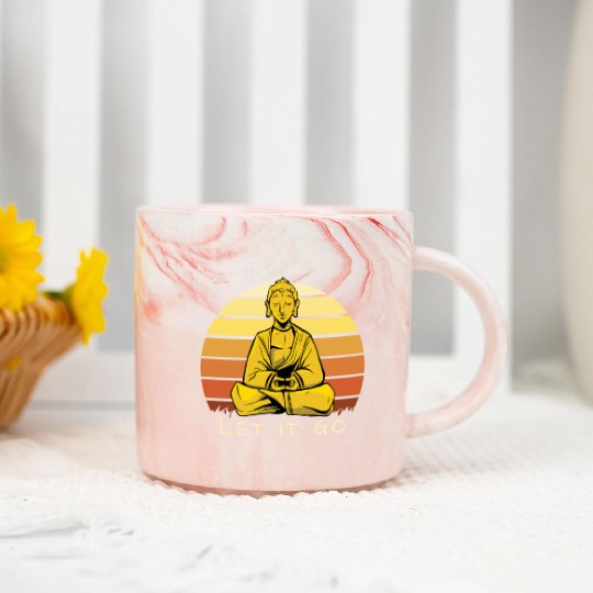 Let It Go Buddha Meditation Sunset Art Marble Mugs