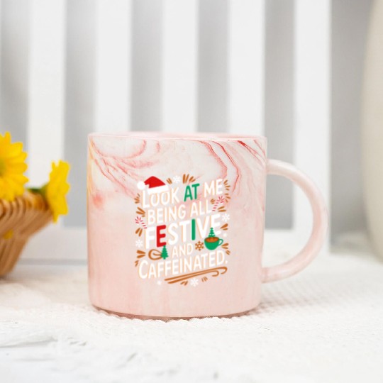 Christmas Brew & Holiday Cheer-Festive Coffee Vibe Marble Mugs