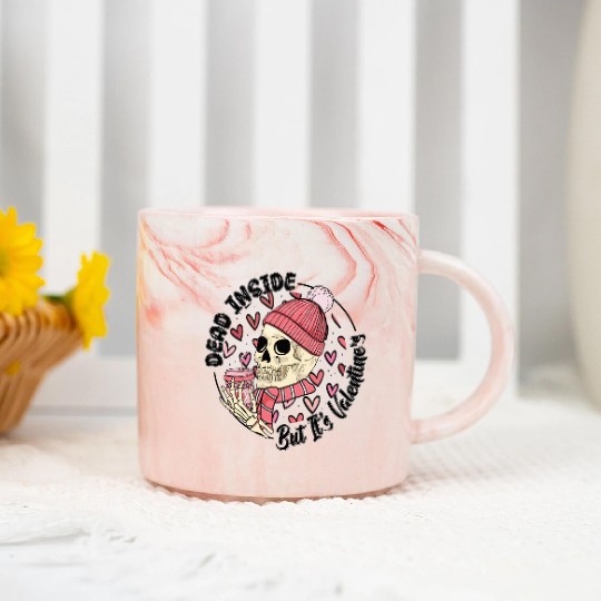 Dead Inside But It s Valentine Marble Mugs