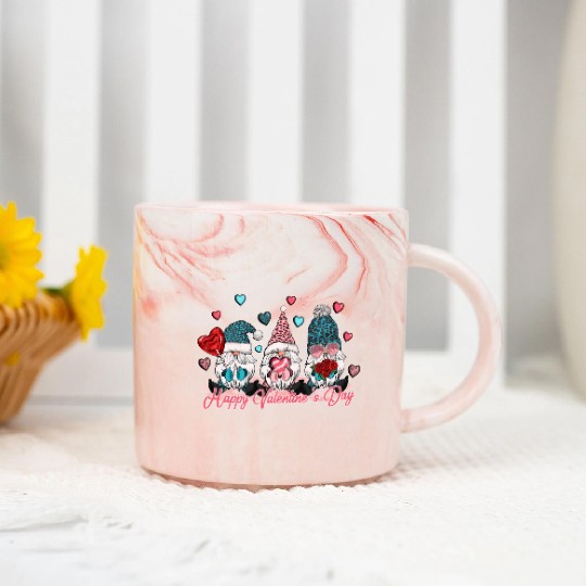Gnomes Valentines Revelin, Valentines Retro Marble Mugs