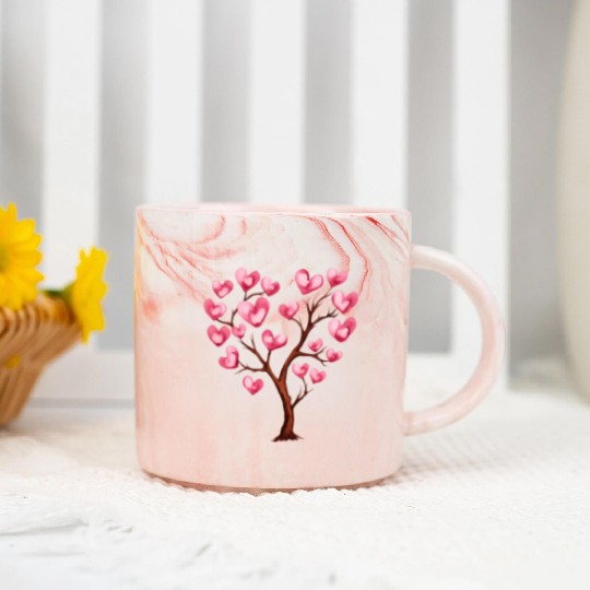 Heart Tree, Valentines Day Marble Mugs