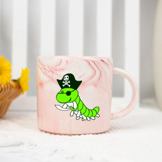 Caterpillar Sabre Pirate Captain Cap Funny Cute Marble Mugs
