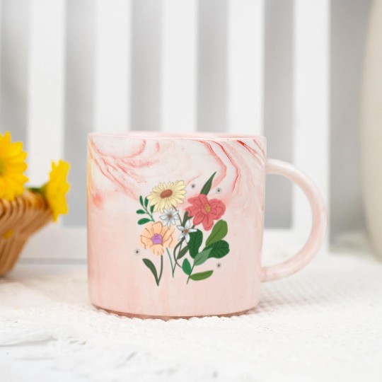 Fully Blossom Flowers Marble Mugs