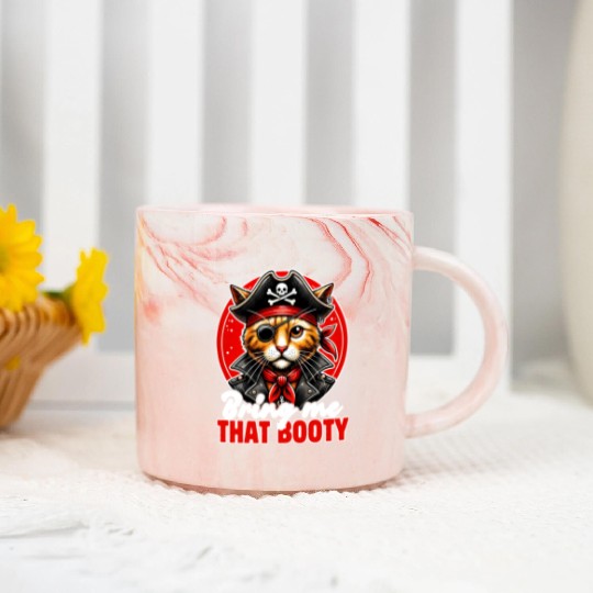 Bring Me That Booty Pirate Cat Marble Mugs