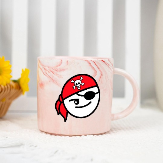 Funny Pirate Face Head Cute Headscarf Cap Costume Marble Mugs
