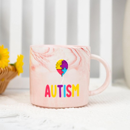 Autism Awareness Balloon - Spread Love and Support Marble Mugs