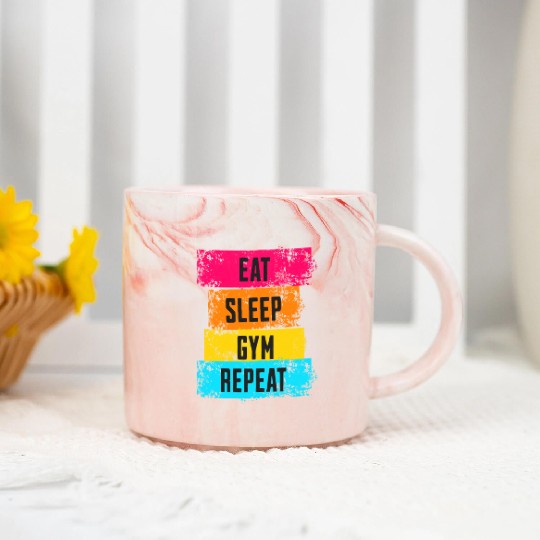 Eat Sleep Gym Repeat - Fitness Lifestyle Marble Mugs