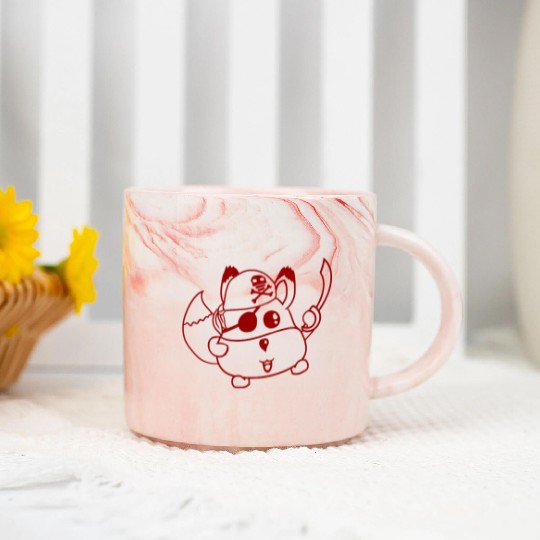 Little Cute Captain Fox Pirate Animal Eye Patch Marble Mugs
