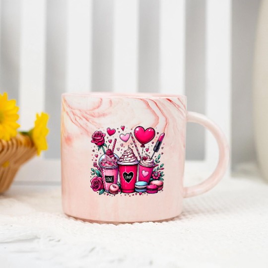 Valentines Day, Valentine Retro Marble Mugs