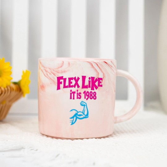 80s Fitness Enthusiast Retro Workout and Neon Marble Mugs