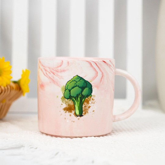 Vegetarian Vegan Broccoli Marble Mugs