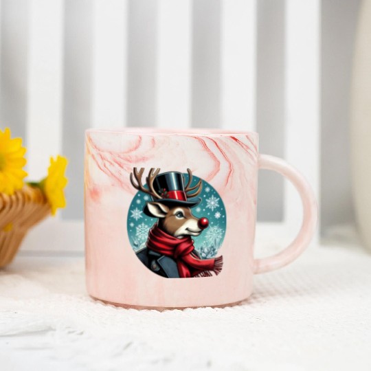 Vintage Red-Nosed Reindeer: Perfect For Christmas Marble Mugs