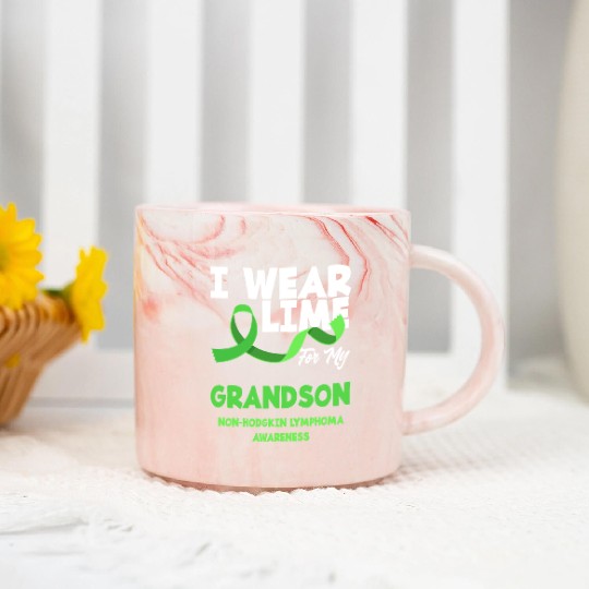 Non-Hodgkin Lymphoma Awareness Wear Lime Grandson Marble Mugs