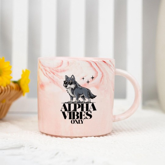 Beautiful gift idea funny quote design Alpha Wolf Marble Mugs