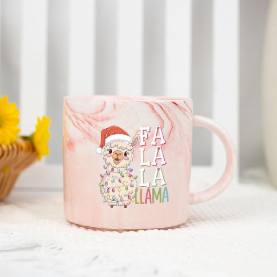 Fa La La Llama Marble Mugs