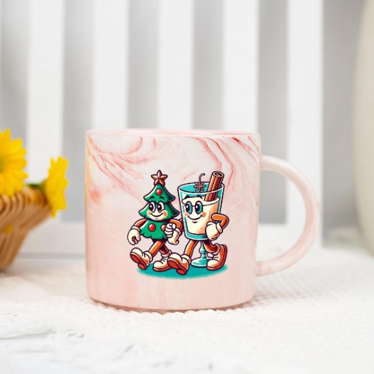 Merry Christmas Retro Style Marble Mugs