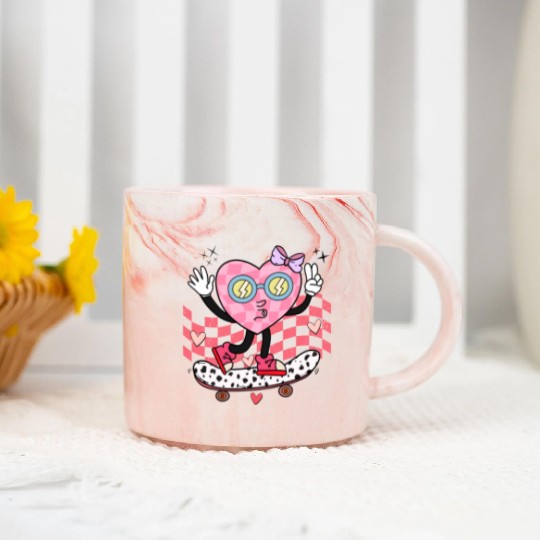 Mama Groovy Heart Marble Mugs