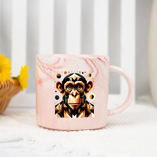 geometric abstract chimpanzee art design Marble Mugs