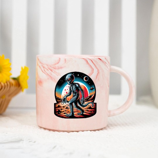 Alien on Mars Marble Mugs
