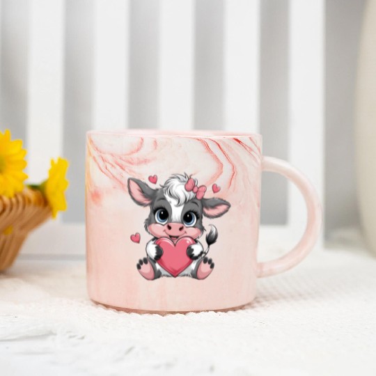 Cow Valentines Day Marble Mugs