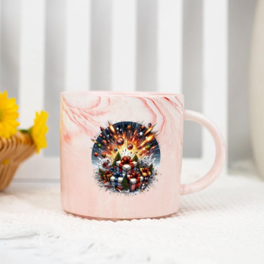 Exploding Presents Fireworks - Christmas Gifts Marble Mugs