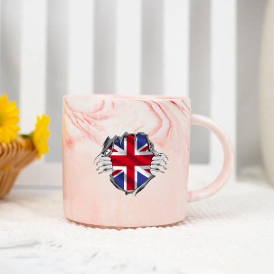 Union Jack Ripped Style UK Pride Marble Mugs