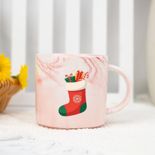 Festive Christmas Stocking Design Marble Mugs
