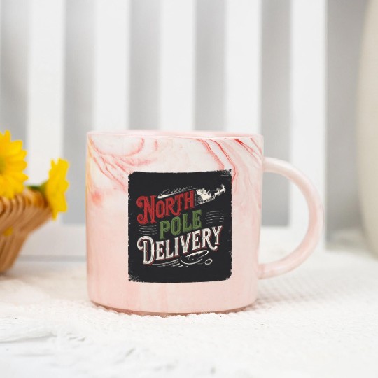 North Pole Express Vintage Style Retro Christmas Marble Mugs