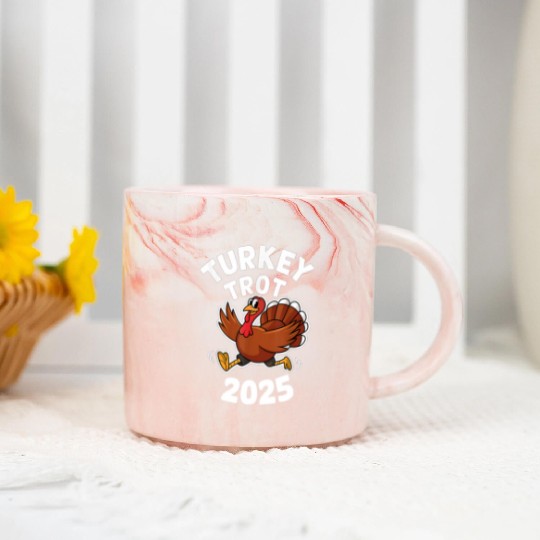 Funny Thanksgiving Turkey Trot 2025 Marble Mugs