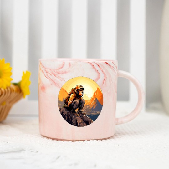 Monkey hiking / mountaineering monkey Marble Mugs