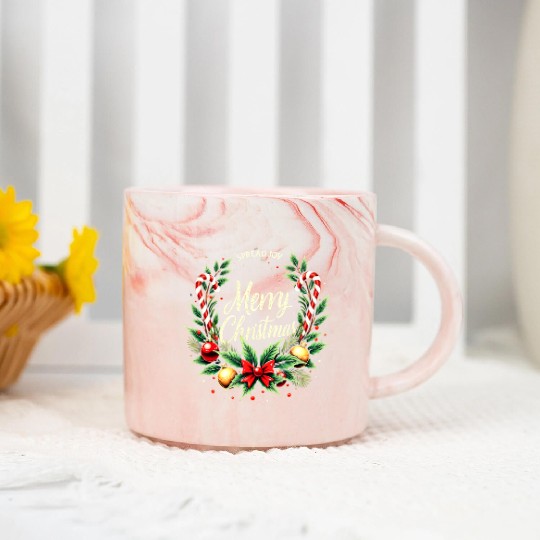 Spread Joy - Festive Merry Christmas Wreath Marble Mugs