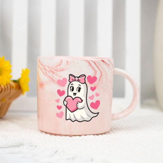 Ghost Heart, Valentines Day, Retro Valentines Marble Mugs