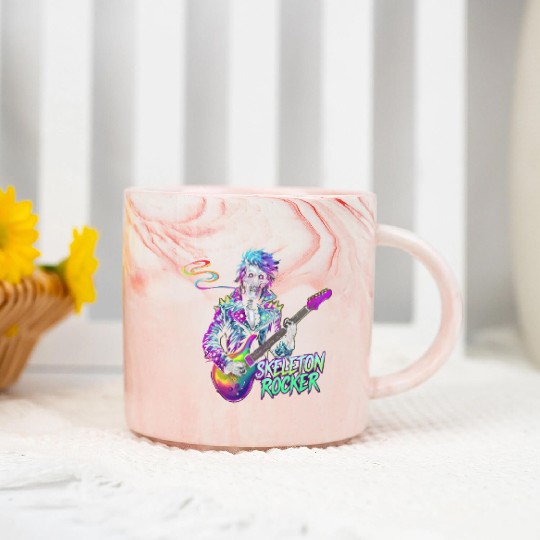Skeleton Guitar Player Bones Guitarist Musician Marble Mugs