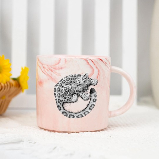Snow Leopard Cub Marble Mugs