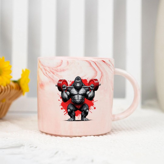 Gorilla Power Lifting Design Marble Mugs